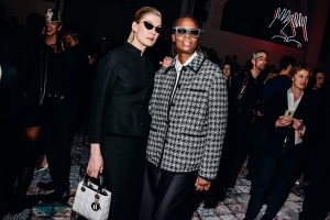 Rosamund Pike and Mickalene Thomas at Dior Pre-Fall 2024 Show held at the Brooklyn Museum on April 15, 2024 in New York.