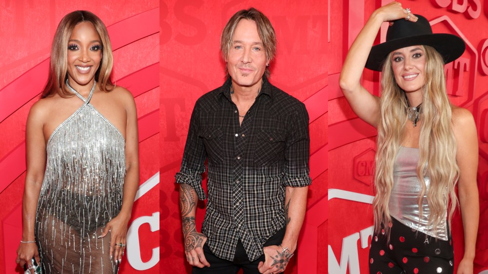 Mickey Guyton, Keith Urban and Lainey Wilson at the 2024 CMT Awards on Sunday in Austin.