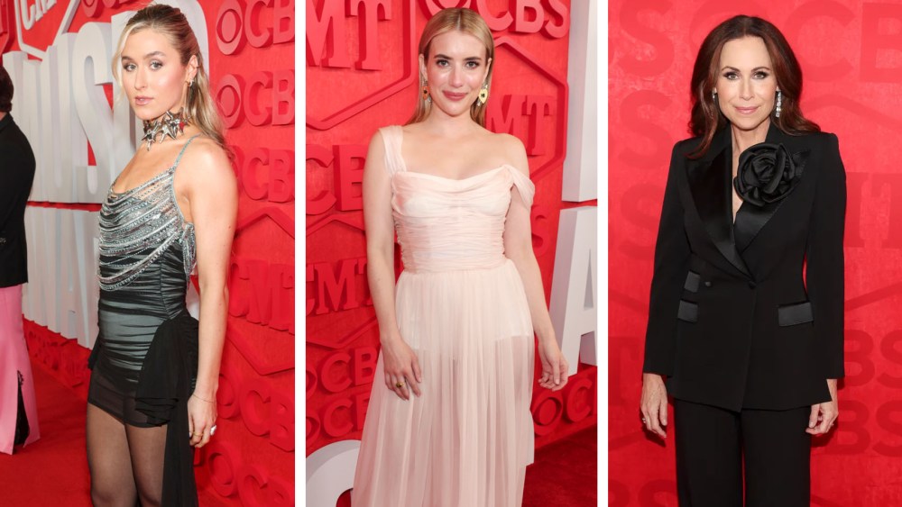 (L-R): Harper Grace, Emma Roberts and Minnie Driver on the red carpet at the 2024 CMT Music Awards, best dressed