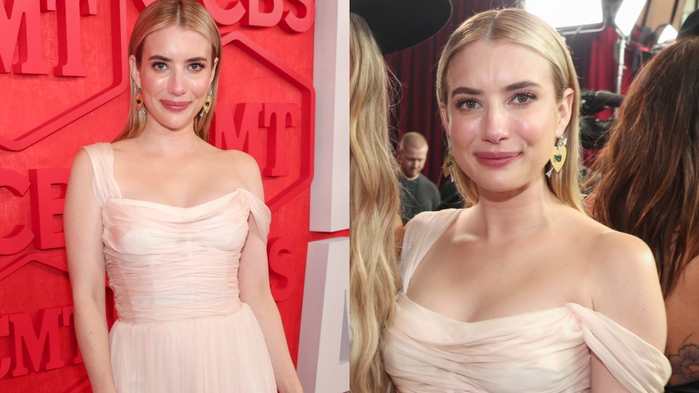 Emma Roberts attends the 2024 CMT Music Awards on April 7, d&g dress, docle and gabbana dress