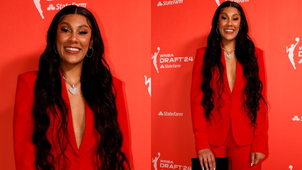 Kamilla Cardoso arrives prior to the 2024 WNBA Draft at Brooklyn Academy of Music on April 15, 2024 in New York City.