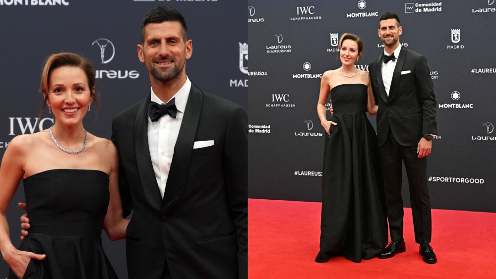 Novak Djokovic and wife Jelena djokovic at the 2024 Laureus World Sports Awards on April 22 in Madrid.