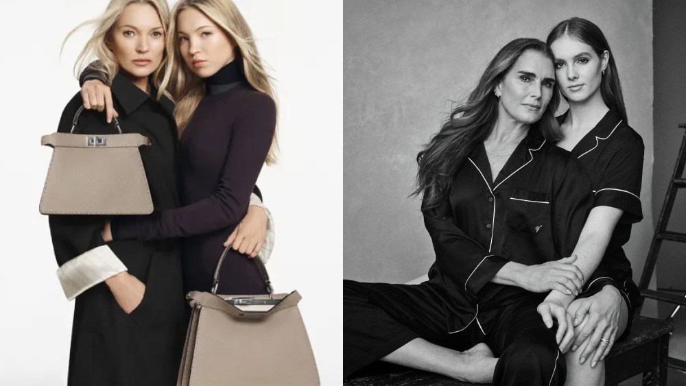 Kate and Lila Grace Moss for Fendi, at left, Brooke Shields and Grier Henchy for Victoria's Secret, right.