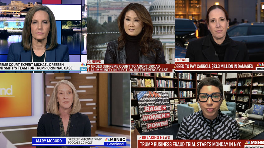 MSNBC legal analysts, clockwise from upper left: Joyce Vance, Katie Phang, Lisa Rubin, Mary McCord and Melissa Murray.
