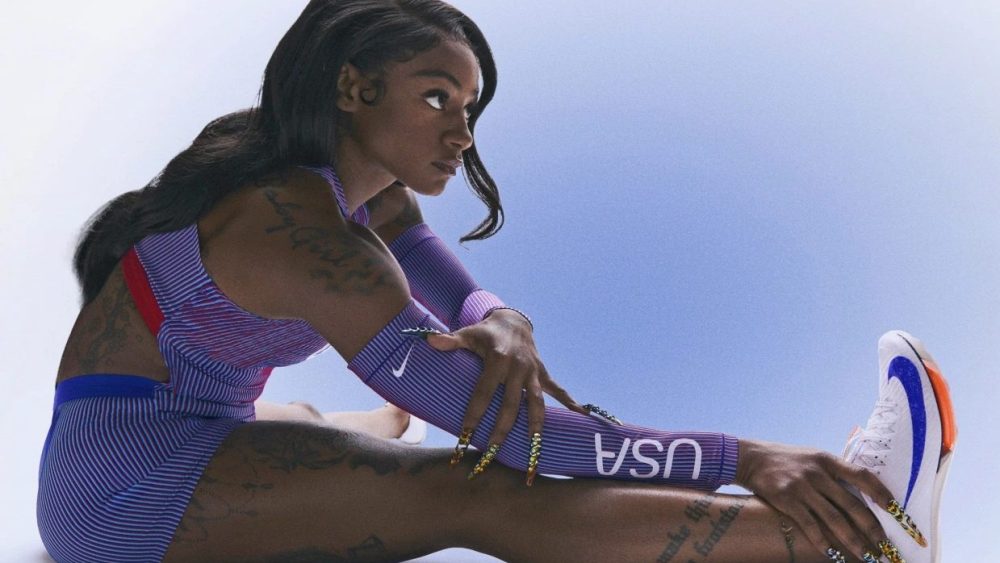 Team USA's Sha'Carri Richardson models Nike's Paris 2024 track and field kit, sportswear, Olympics, athlete