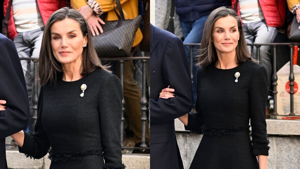 Queen Letizia of Spain arrives to Mass Tribute for Fernando Gómez-Acebo on April 8, 2024 in Madrid, Spain.
