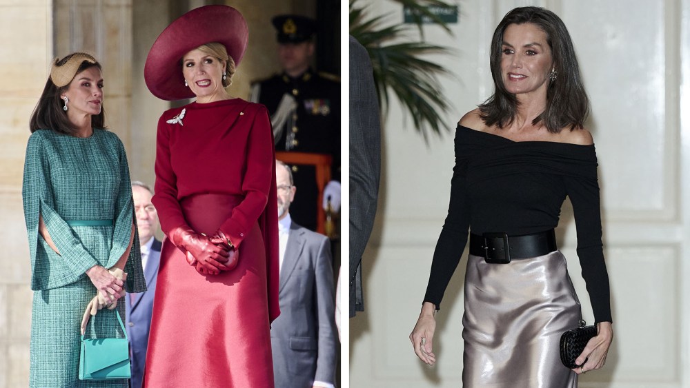 Queen Letizia of Spain during her Netherlands visit in 2024, Queen Letizia of Spain, at left, and Queen Maxima of the Netherlands at the Royal Palace on April 17.
