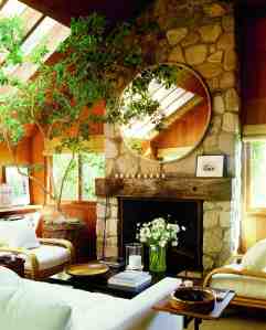The living area of Ricky and Ralph Lauren’s guesthouse in Montauk, NY.