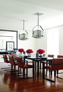 The dining room of Ricky and Ralph Lauren’s Fifth Avenue penthouse in New York City, NY.