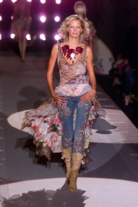 Karolina Kurkova walks the Spring 2002 Roberto Cavalli show in Milan.