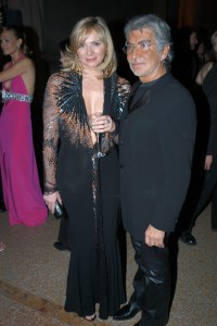 Kim Cattrall and Roberto Cavalli attend the Costume Institute Benefit Gala at the Metropolitan Museum of Art in New York City in 2003.