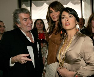 Roberto Cavalli and Salma Hayek attend Cavalli's Rodeo Drive store opening in Los Angeles in 2005