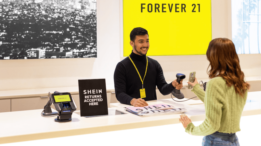 Shein shoppers can return products to 373 Forever 21 stores in the U.S. via its box-free, label-free buy online, return in store (BORIS) capabilities.