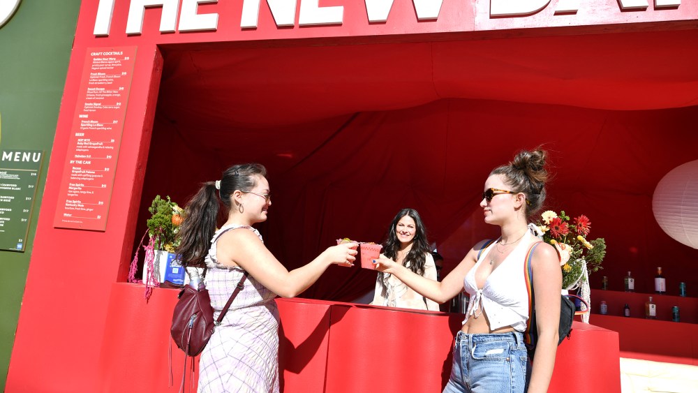 Fetival attendees have non-alcoholic drinks at the The New Bar during 2024 Coachella Valley Music and Arts Festival at Empire Polo Club on April 14, 2024 in Indio, California. Deborah Biegaj has been coming to Coachella for about a decade, and heavy drinking was a part of the package at the mammoth festival in the California desert -- it's just what you did.
But these days, she and her partner Piotr are imbibing less booze: "I felt like drinking more took away from the festival experience," she says. (Photo by VALERIE MACON / AFP) (Photo by VALERIE MACON/AFP via Getty Images)