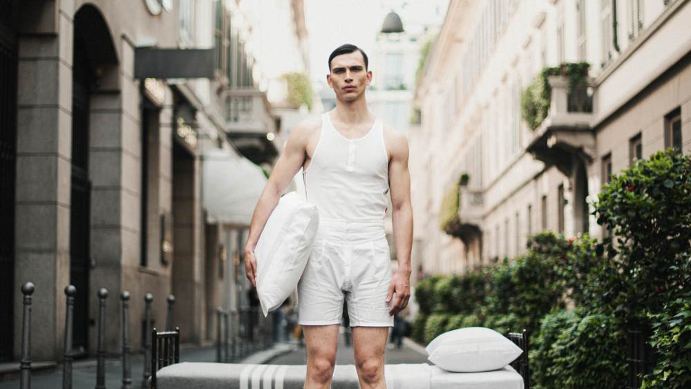 A look at the Thom Browne collaboration with Frette.