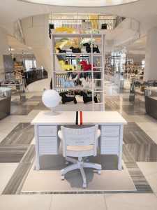The Thom Browne’s Exclusive Women’s Collection display in Saks.