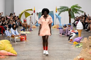 A model walks the runway during the Emma Mulholland on Holiday show during Australian Fashion Week Presented By Pandora 2024 at Carriageworks on May 14, 2024 in Sydney, Australia.