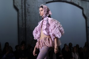 A model walks the runway wearing a design by Bella Davies during the FDS: The Innovators show during Australian Fashion Week Presented By Pandora 2024 at Carriageworks on May 14, 2024 in Sydney, Australia.