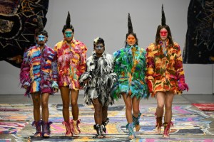 Models walk the runway during the Iordanes Spyridon Gogos show during Australian Fashion Week Presented By Pandora 2024 at Carriageworks on May 16, 2024 in Sydney, Australia.