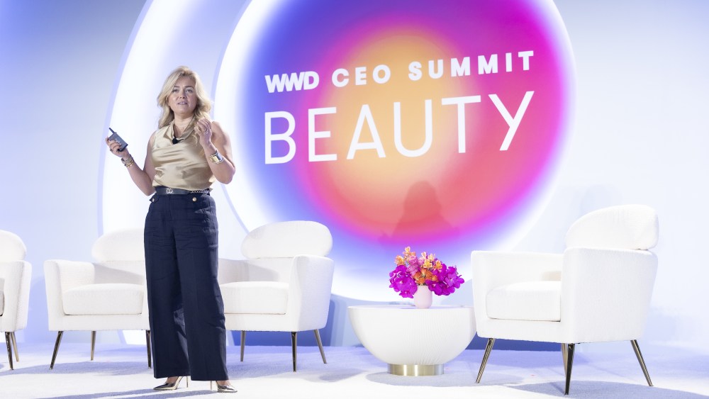 Amazon's general manager, U.S. stores, beauty, baby & beauty technology Melis Del Rey on stage at the 2024 WWD Beauty CEO Summit.