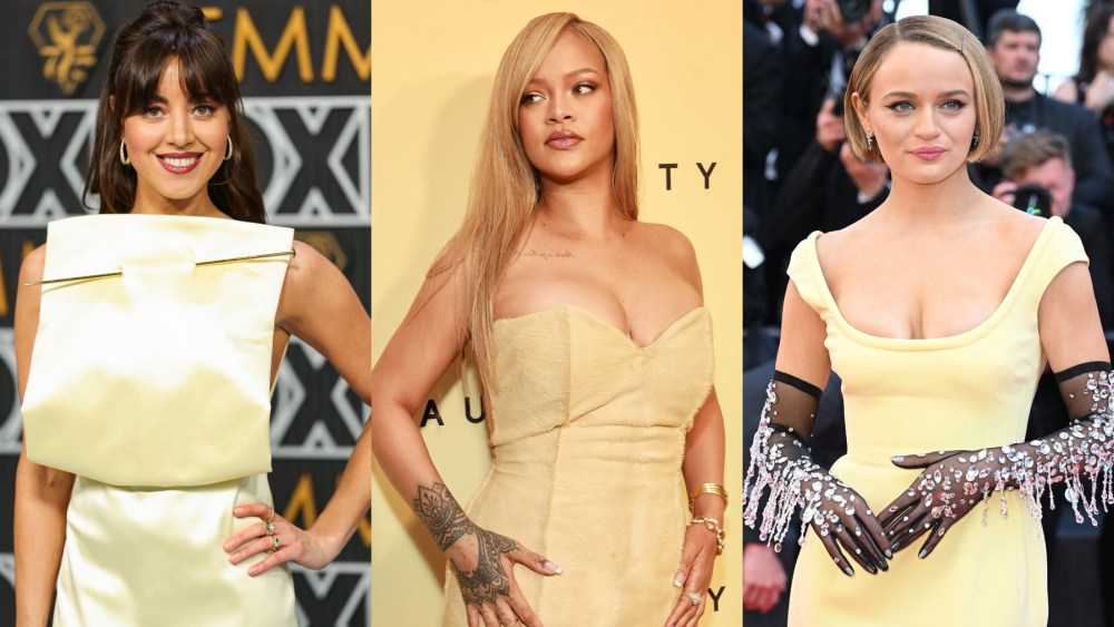 Aubrey Plaza, Rihanna and Joey King in 2024, red carpet, Fenty Beauty, Alexander McQueen, butter yellow trend, Emmys, awards, Loewe, Miu Miu, Cannes