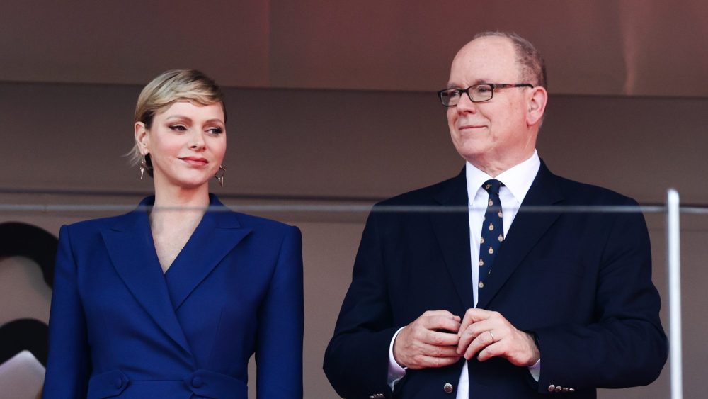 Princess Charlene of Monaco and Prince Albert II of Monaco attend the F1 Grand Prix on May 26 in Monte-Carlo, Monaco.