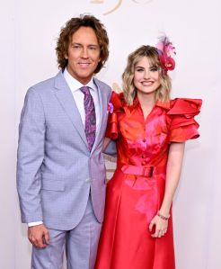 LOUISVILLE, KENTUCKY - MAY 04: (L-R) Larry Birkhead and Dannielynn Birkhead attend the Kentucky Derby 150 at Churchill Downs on May 04, 2024 in Louisville, Kentucky. (Photo by Daniel Boczarski/Getty Images for Churchill Downs)