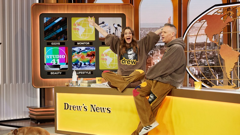 Drew Barrymore and Ross Mathews on "The Drew Barrymore Show" on May 2, Justin Bieber, Drew House, Drew x Drew, collab