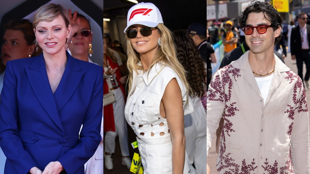 Princess Charlene of Monaco, Heidi Klum and Joe Jonas attend the F1 Grand Prix on May 26 in Monte-Carlo, Monaco, Alaïa
