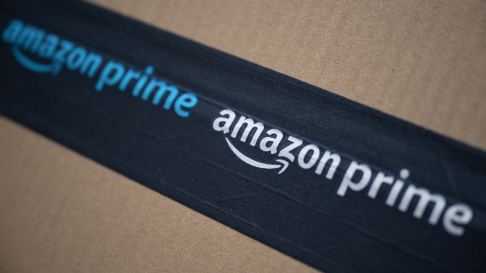The logo of e-commerce company Amazon prime is pictured on a parcel, in Manta, Northwestern Italy, on March 29, 2024. (Photo by MARCO BERTORELLO / AFP) (Photo by MARCO BERTORELLO/AFP via Getty Images)