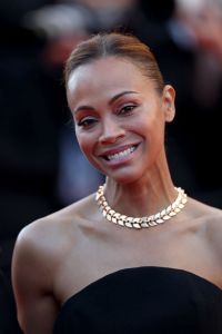 CANNES, FRANCE - MAY 18: Zoe Saldana attends the "Emilia Perez" Red Carpet at the 77th annual Cannes Film Festival at Palais des Festivals on May 18, 2024 in Cannes, France. (Photo by Vittorio Zunino Celotto/Getty Images)