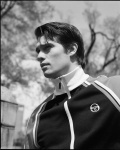 Nicholas Galitzine wears Sergio Tacchini polyester track jacket.