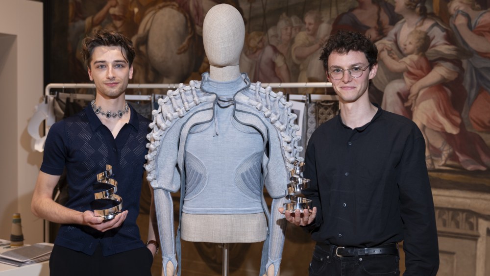 Pierre Sauvageot and Björn Backes, the winners of the Loro Piana 2024 Knit Design Award.