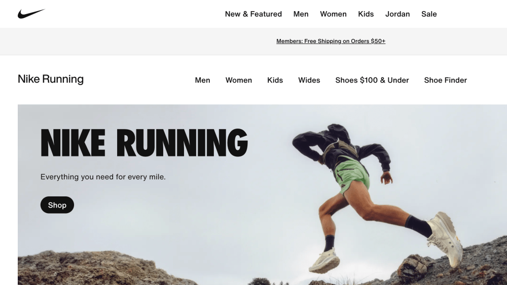 Nike's website.