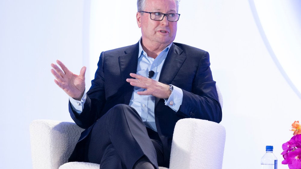 Elemis CEO Sean Harrington on stage at the 2024 WWD Beauty CEO Summit.
