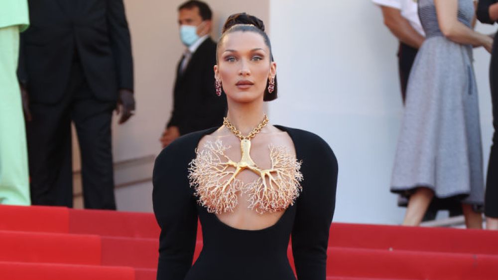 CANNES, FRANCE - JULY 11: Bella Hadid attends the "Tre Piani (Three Floors)" screening during the 74th annual Cannes Film Festival on July 11, 2021 in Cannes, France. (Photo by Mike Marsland/WireImage)