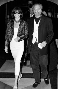 Editor Anna Wintour and designer Gianni Versace at the Versace Hosts Rock N' Rule Benefit for AmFAR in 1992.