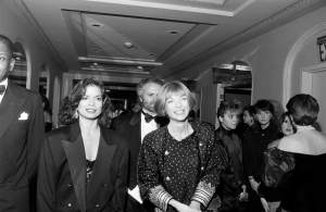 Bianca Jagger and Anna Wintour attend an event at the Waldorf Astoria Hotel in New York City on November 1, 1987.