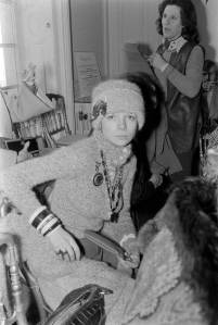 Anna Wintour and guests attend the Marc Bohan for Dior spring 1973 couture collection fashion show at the House of Dior Atelier in Paris, France on January 22, 1973.