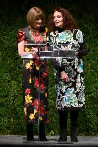 Anna Wintour and Diane von Furstenberg at the 15th Annual CFDA Vogue Fashion Fund Award in 2018.