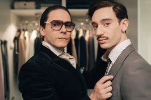 Daniel Brühl as Karl Lagerfeld, Théodore Pellerin as Jacques de Bascher