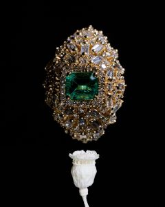 Suzanne Kalan 18-karat yellow gold, emerald and diamonds.