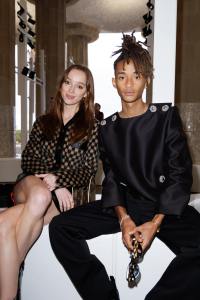Phoebe Dynevor and Jaden Smith front row at the Louis Vuitton Cruise 2025 show.