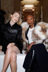 Saoirse Ronan and Cynthia Erivo front row at the Louis Vuitton Cruise 2025 show.