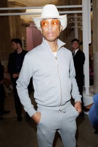 Pharrell Williams front row at the Louis Vuitton Cruise 2025 show.