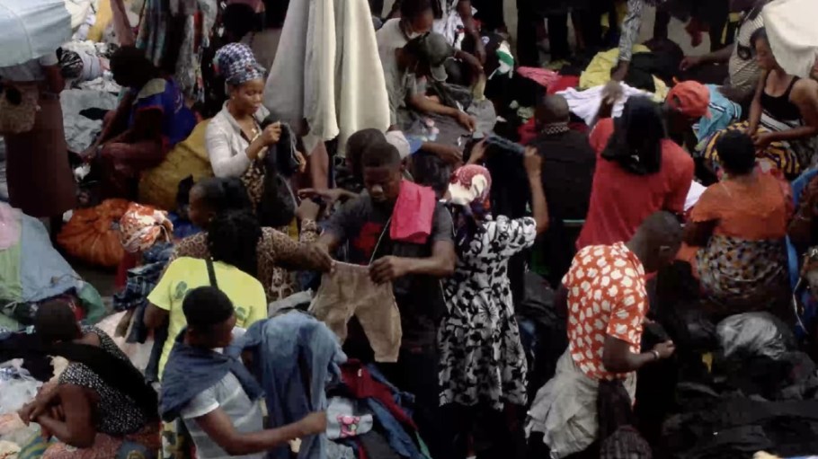 A used clothing market in Ghana.