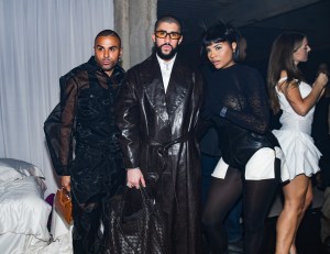 Raul Lopez, Bad Bunny (C) and guest at the Après Met 2 Met Gala After Party hosted by Carlos Nazario, Emily Ratajkowski, Francesco Risso, Paloma Elsesser, Raul Lopez and Renell Medra on May 6, 2024 in New York, New York.