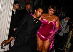 Lizzo (R) and guest at Richie Akiva's 10th Annual "The After" Met Gala After Party held at Casa Cipriani on May 6, 2024 in New York, New York.