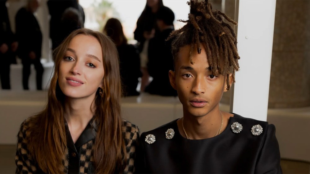 Phoebe Dynevor, left, and Jaden Smith at the Louis Vuitton Women’s Cruise 2025 show at Park Güell in Barcelona.