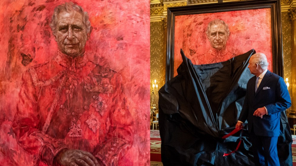 King Charles III unveiled his first portrait since his coronation with artist Jonathan Yeo at Buckingham Palace in London on May 14, 2024.